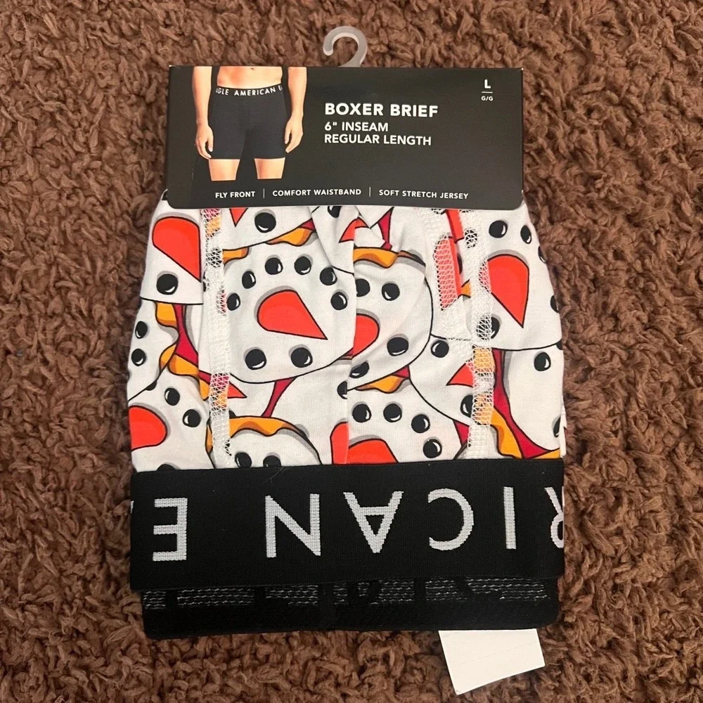 American Eagle Mens Boxer Brief L Snowman Print 6 Inseam Holiday‎ Underwear NEW